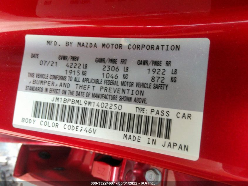 2021 MAZDA MAZDA3 HATCHBACK PREMIUM JM1BPBML9M1402250