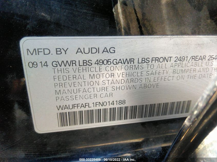 2015 AUDI A4 PREMIUM PLUS WAUFFAFL1FN014188