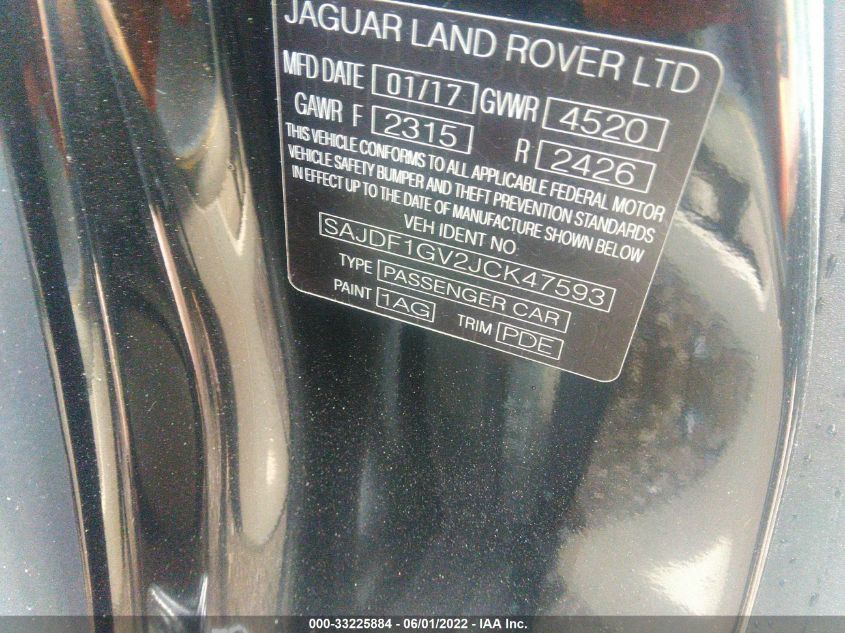 2018 JAGUAR F-TYPE 400 SPORT SAJDF1GV2JCK47593