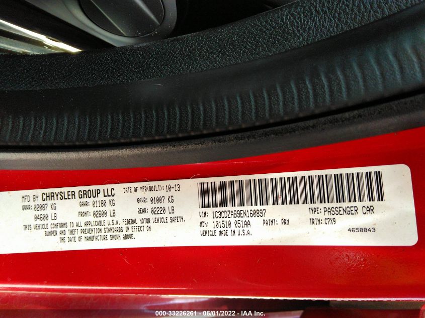 2014 DODGE AVENGER SE 1C3CDZAB9EN160897