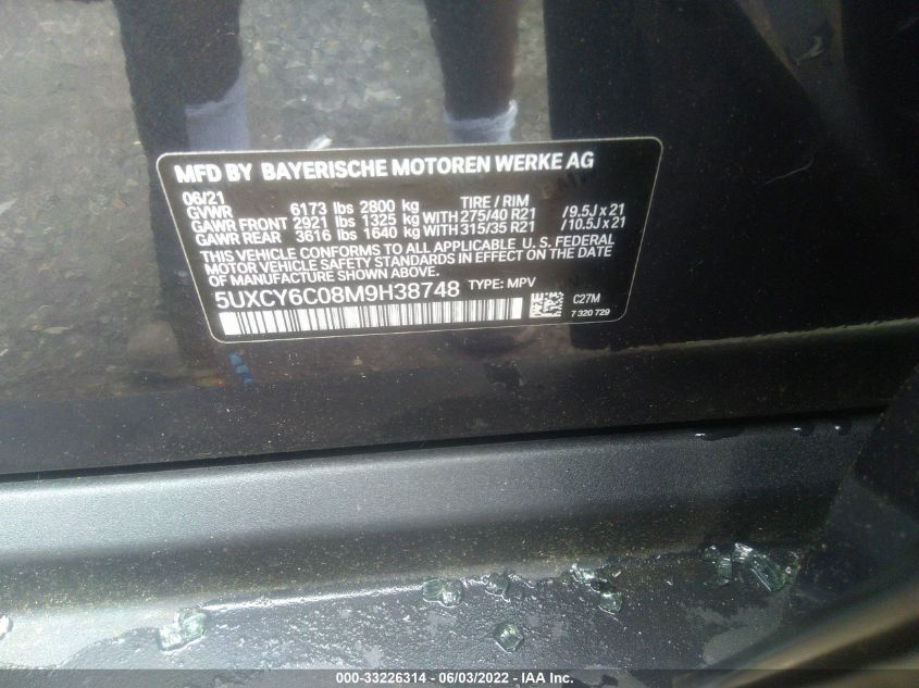 2021 BMW X6 XDRIVE40I 5UXCY6C08M9H38748