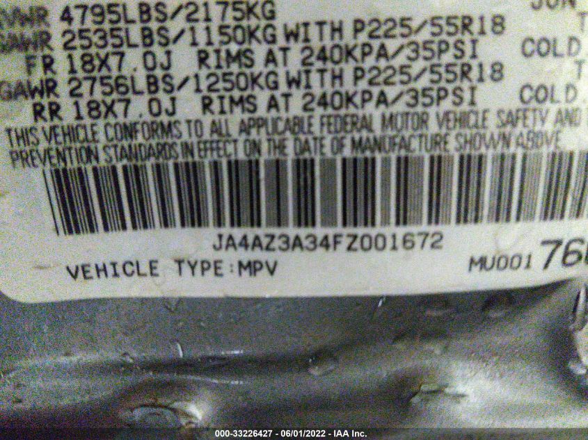 2015 MITSUBISHI OUTLANDER SE JA4AZ3A34FZ001672