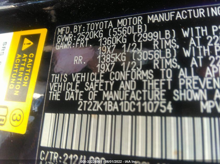 2013 LEXUS RX 350 2T2ZK1BA1DC110754