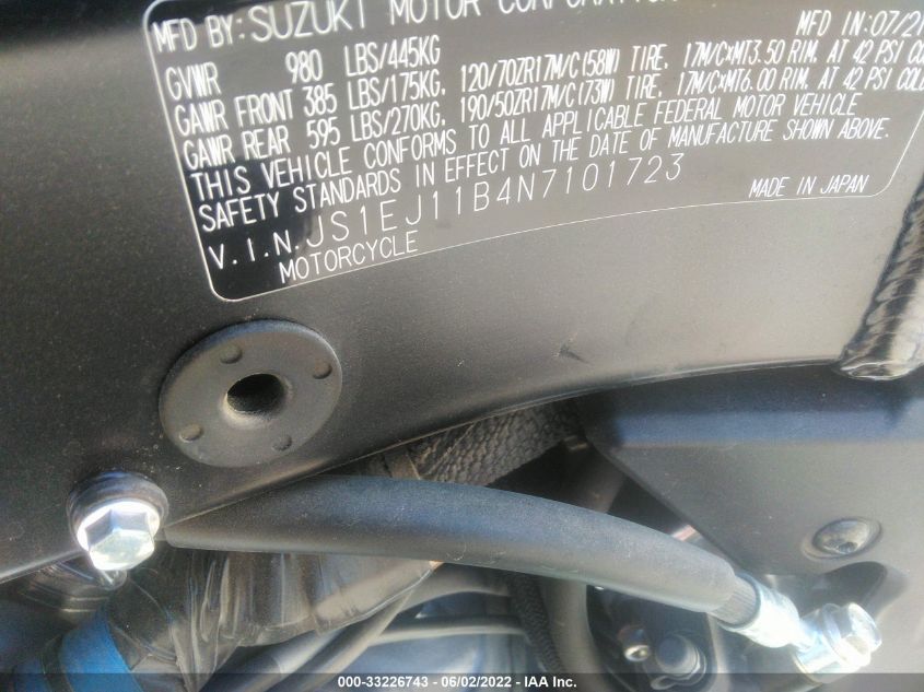2022 SUZUKI GSX1300 RR JS1EJ11B4N7101723
