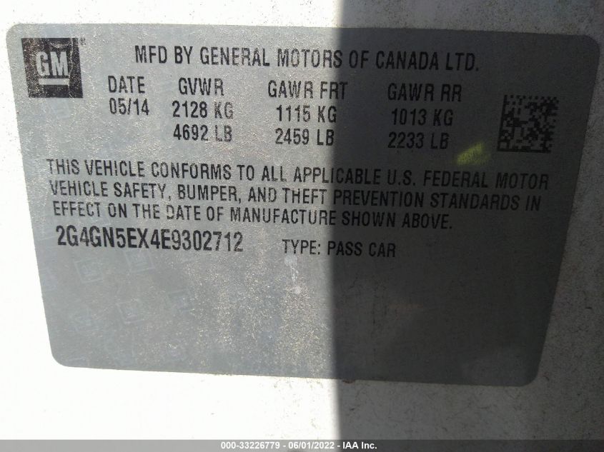 2014 BUICK REGAL PREMIUM I 2G4GN5EX4E9302712