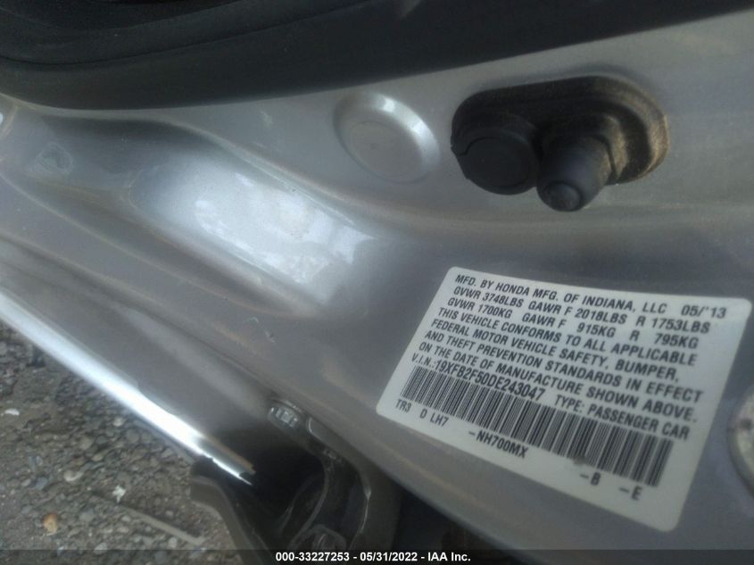 2013 HONDA CIVIC SDN LX 19XFB2F50DE243047