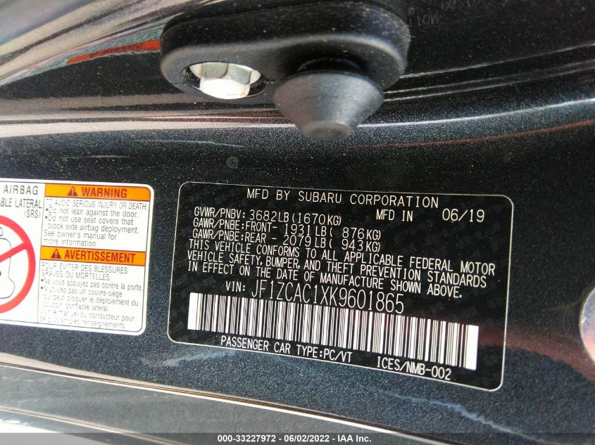 2019 SUBARU BRZ LIMITED JF1ZCAC1XK9601865