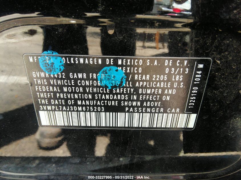 2013 VOLKSWAGEN JETTA SPORTWAGEN TDI 3VWPL7AJ3DM675203