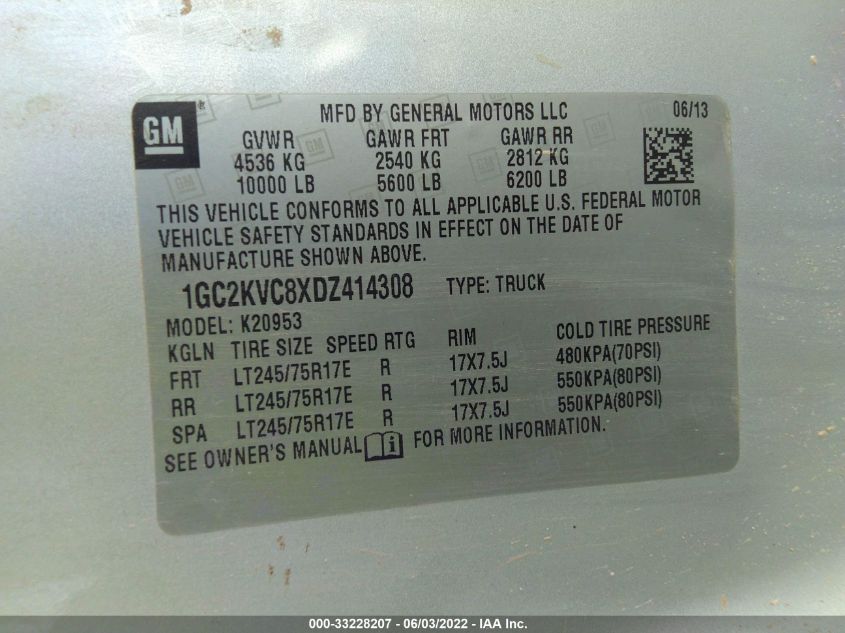 2013 CHEVROLET SILVERADO 2500HD WORK TRUCK 1GC2KVC8XDZ414308