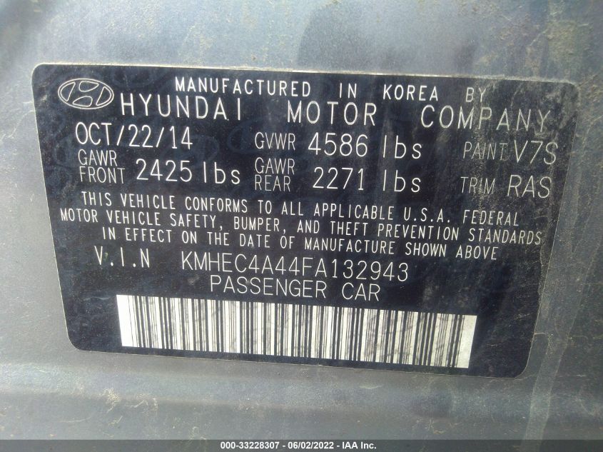 2015 HYUNDAI SONATA HYBRID HYBRID/LIMITED KMHEC4A44FA132943
