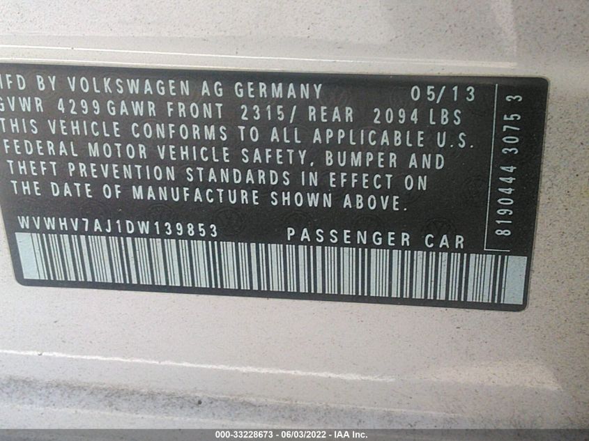 2013 VOLKSWAGEN GTI DRIVER'S EDITION WVWHV7AJ1DW139853