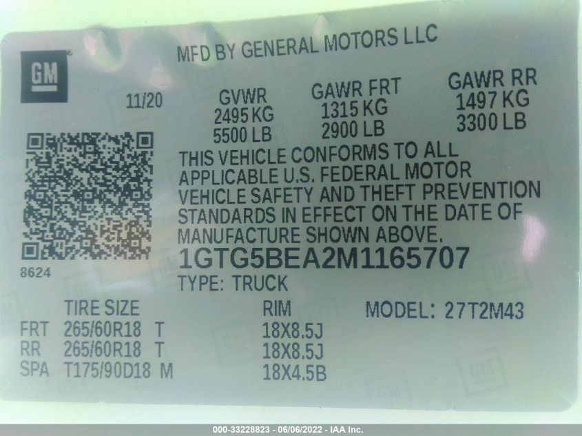 2021 GMC CANYON 2WD ELEVATION STANDARD 1GTG5BEA2M1165707