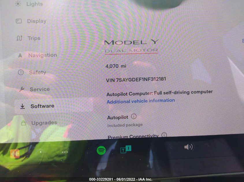 2022 TESLA MODEL Y PERFORMANCE 7SAYGDEF1NF312181
