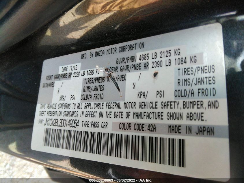 2013 MAZDA MAZDA5 SPORT JM1CW2BL3D0149054