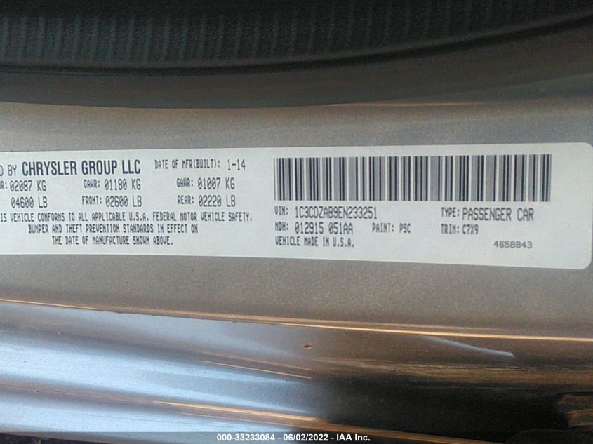 2014 DODGE AVENGER SE 1C3CDZAB9EN233251
