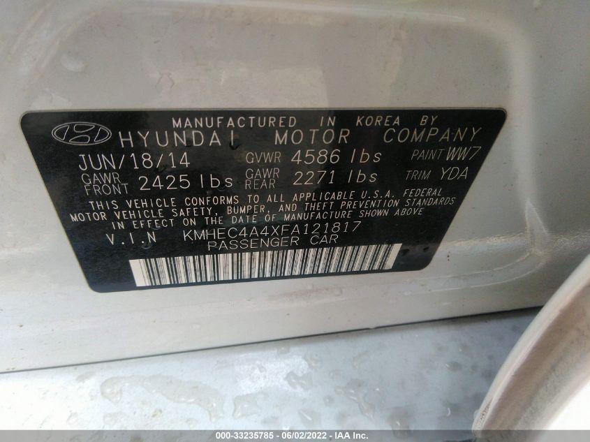 2015 HYUNDAI SONATA HYBRID HYBRID/LIMITED KMHEC4A4XFA121817