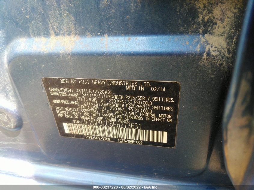 2014 SUBARU XV CROSSTREK HYBRID JF2GPBCC8EH273631
