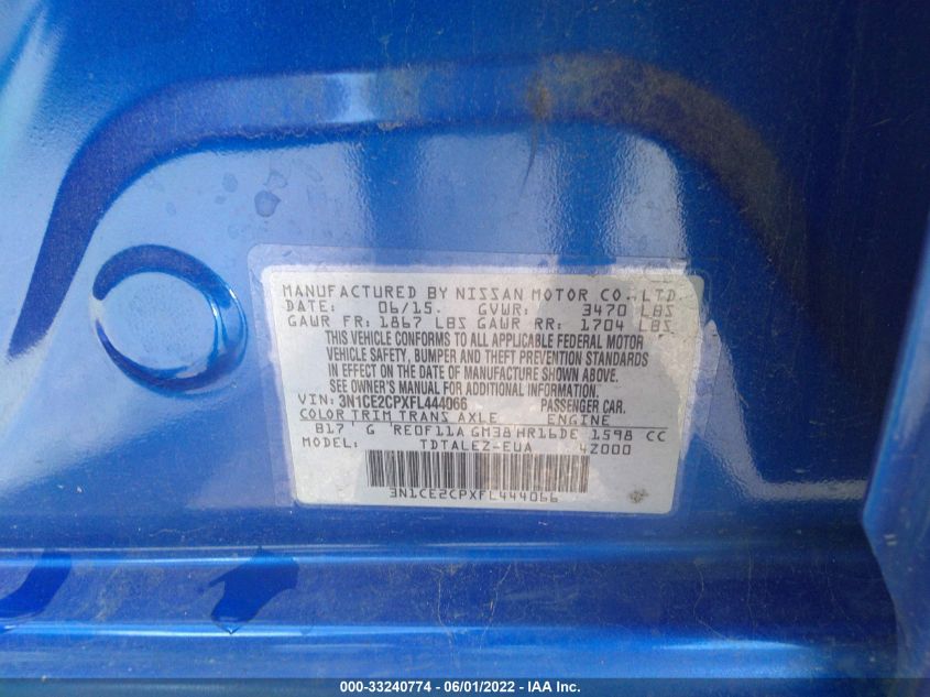 2015 NISSAN VERSA NOTE SL 3N1CE2CPXFL444066