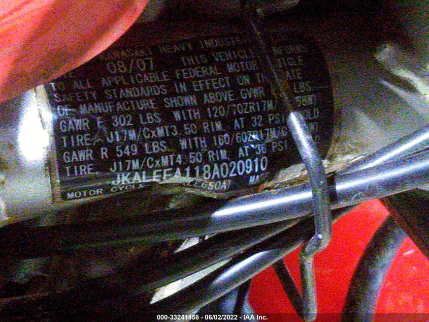 2008 KAWASAKI KLE650 A JKALEEA118A020910