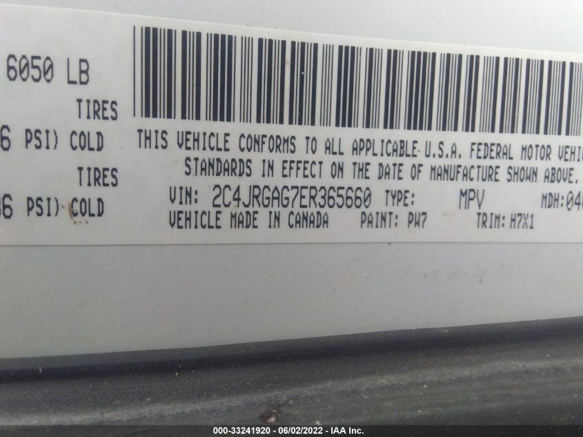 2014 RAM CARGO VAN TRADESMAN 2C4JRGAG7ER365660