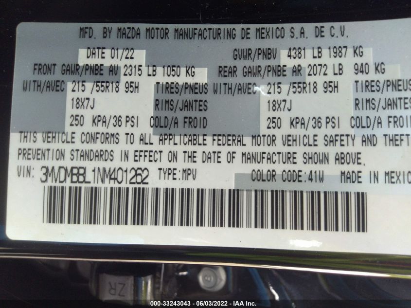 2022 MAZDA CX-30 2.5 S SELECT PACKAGE 3MVDMBBL1NM401262