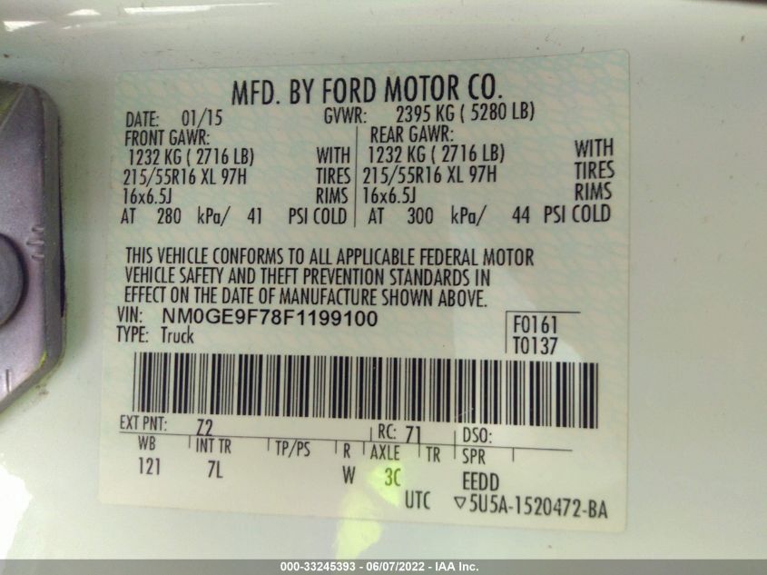 2015 FORD TRANSIT CONNECT WAGON XLT NM0GE9F78F1199100