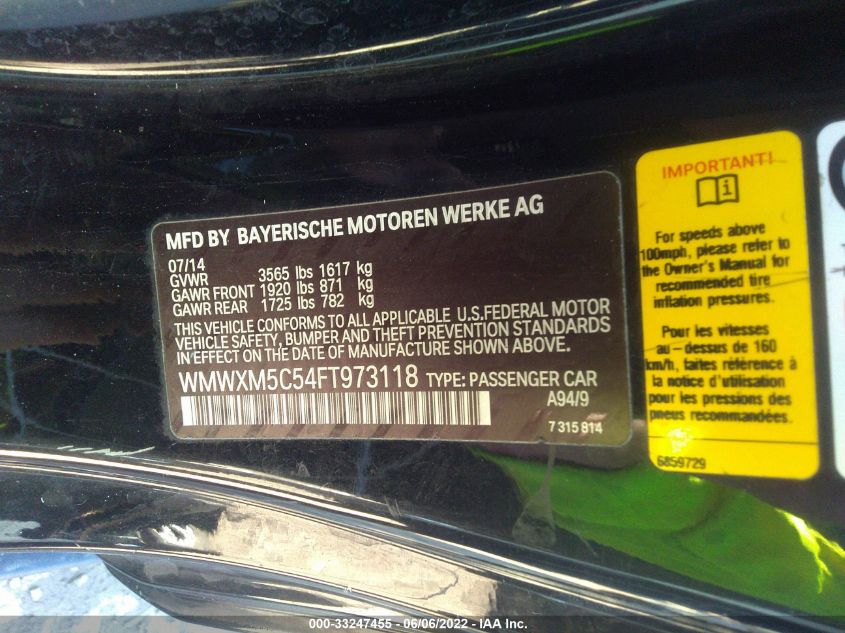 2015 MINI COOPER HARDTOP WMWXM5C54FT973118