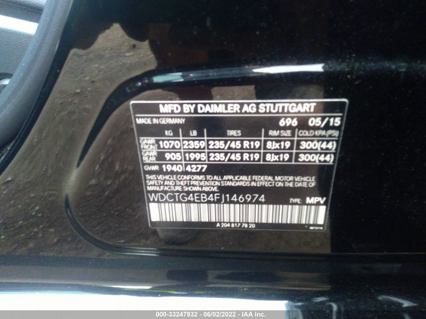 2015 MERCEDES-BENZ GLA-CLASS GLA 250 WDCTG4EB4FJ146974