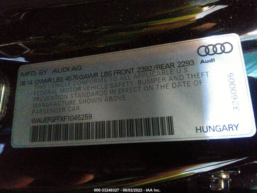 2015 AUDI A3 2.0T PREMIUM PLUS WAUEFGFFXF1045259