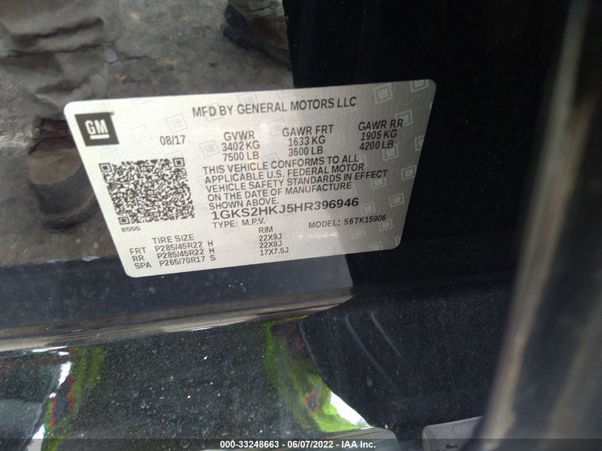 2017 GMC YUKON XL DENALI 1GKS2HKJ5HR396946