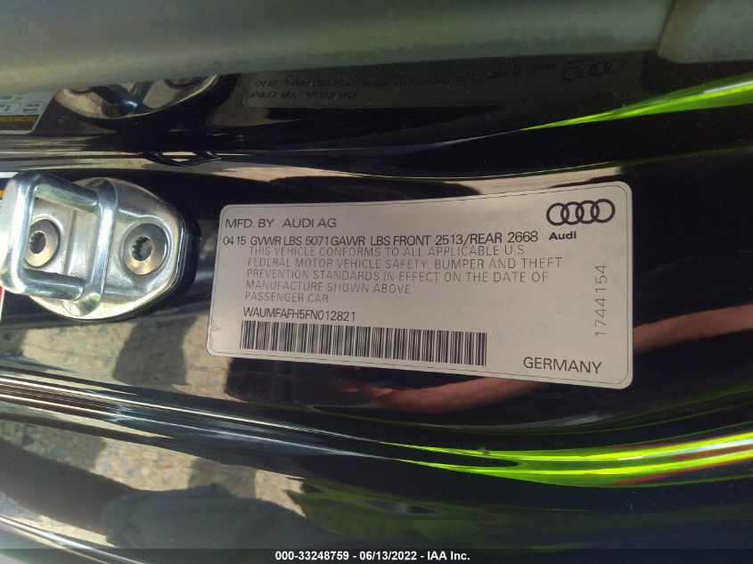 2015 AUDI A5 PREMIUM PLUS WAUMFAFH5FN012821