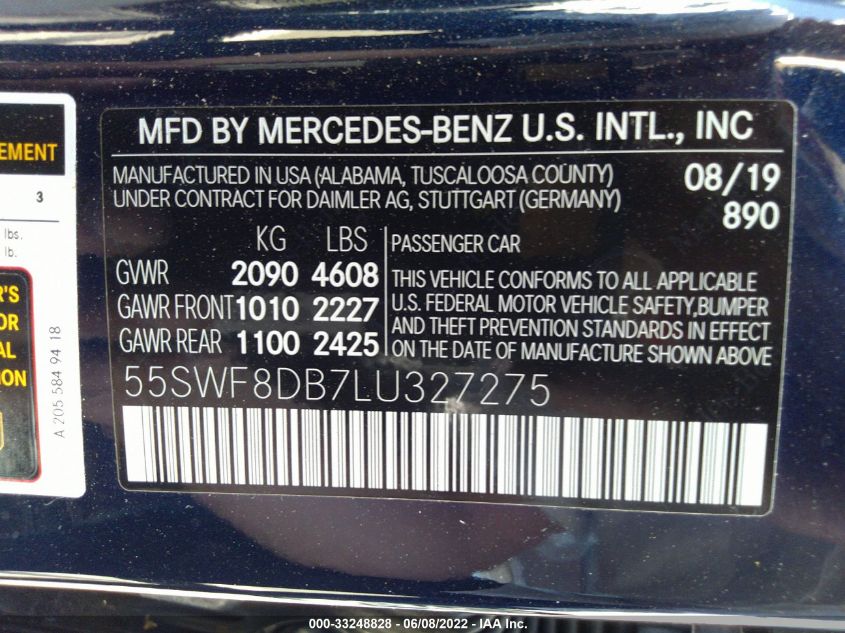 2020 MERCEDES-BENZ C-CLASS C 300 55SWF8DB7LU327275