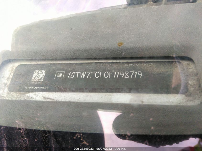 2015 GMC SAVANA CARGO VAN 1GTW7FCF0F1198719