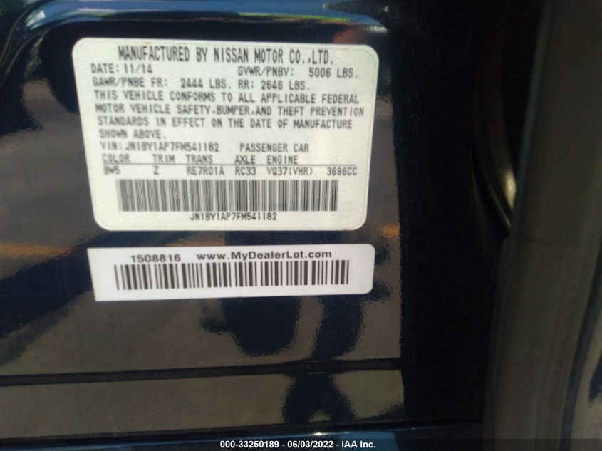 2015 INFINITI Q70 JN1BY1AP7FM541182