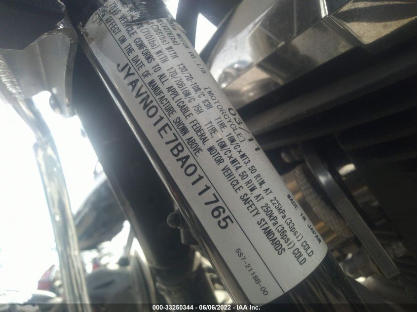 2011 YAMAHA XVS950 A/CT JYAVN01E7BA011765