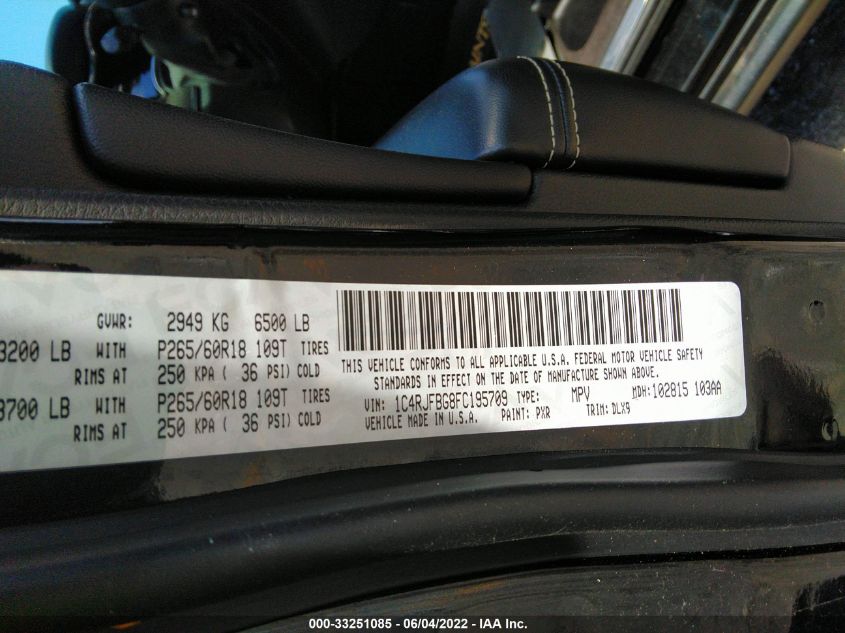 2015 JEEP GRAND CHEROKEE LIMITED 1C4RJFBG8FC195709