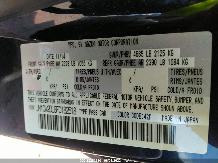 2015 MAZDA MAZDA5 GRAND TOURING JM1CW2DL8F0182518