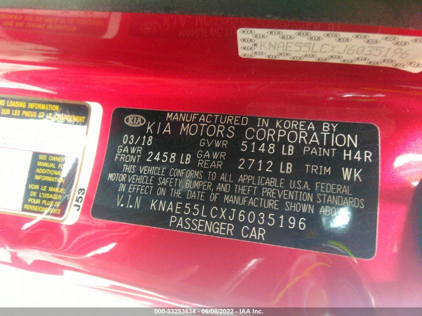 2018 KIA STINGER GT2 KNAE55LCXJ6035196