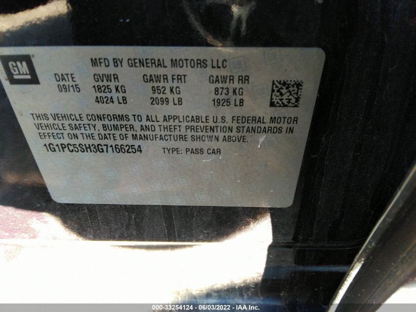 2016 CHEVROLET CRUZE LIMITED LS 1G1PC5SH3G7166254