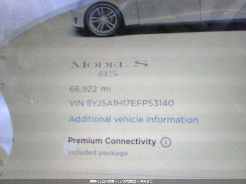 2014 TESLA MODEL S 5YJSA1H17EFP53140