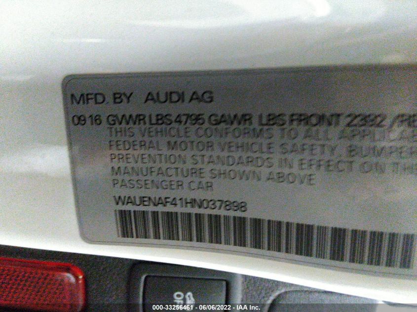 2017 AUDI A4 PREMIUM PLUS WAUENAF41HN037898