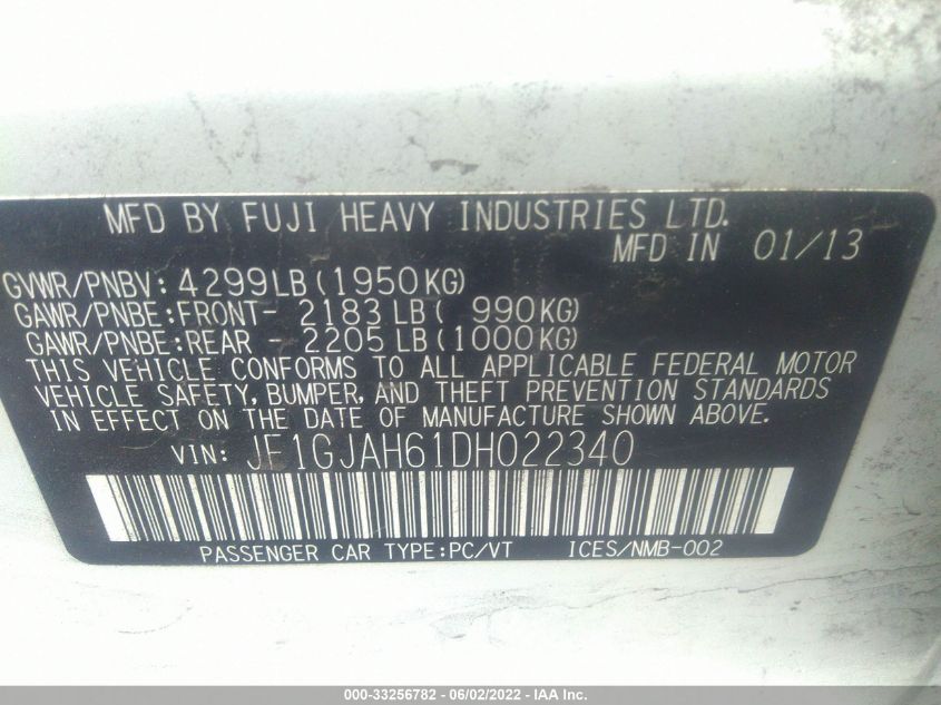 2013 SUBARU IMPREZA SEDAN LIMITED JF1GJAH61DH022340