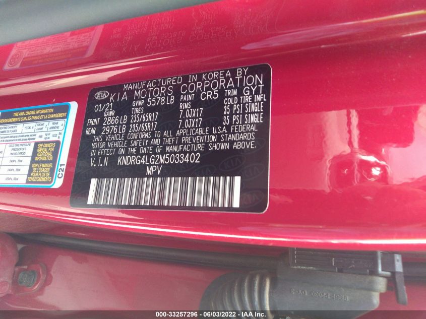 2021 KIA SORENTO HYBRID S KNDRG4LG2M5033402
