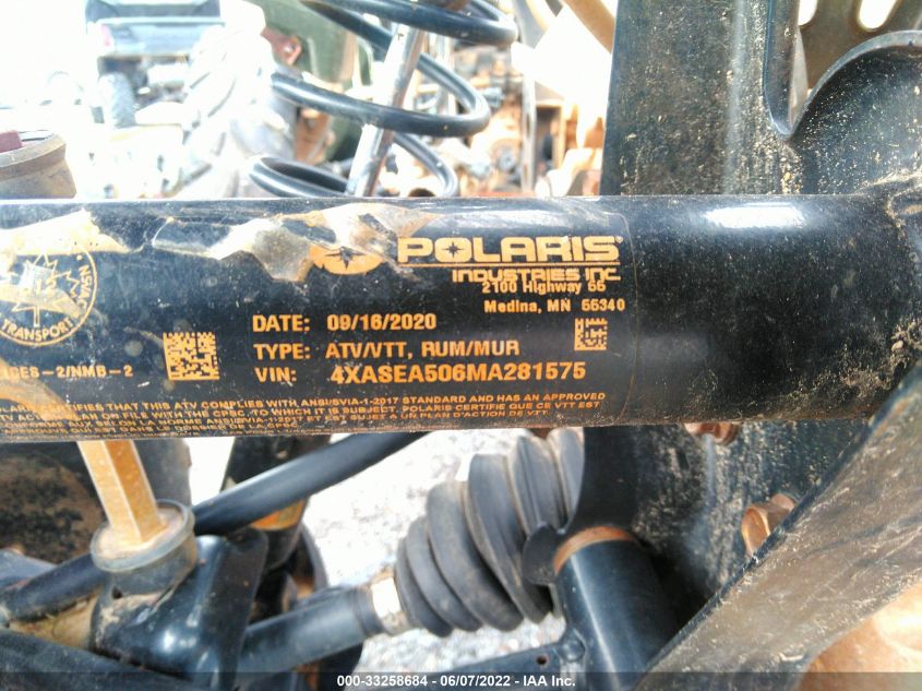 2021 POLARIS SPORTSMAN 450 H.O. 4XASEA506MA281575