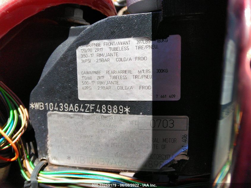 2004 BMW R1150 R WB10439A64ZF48989