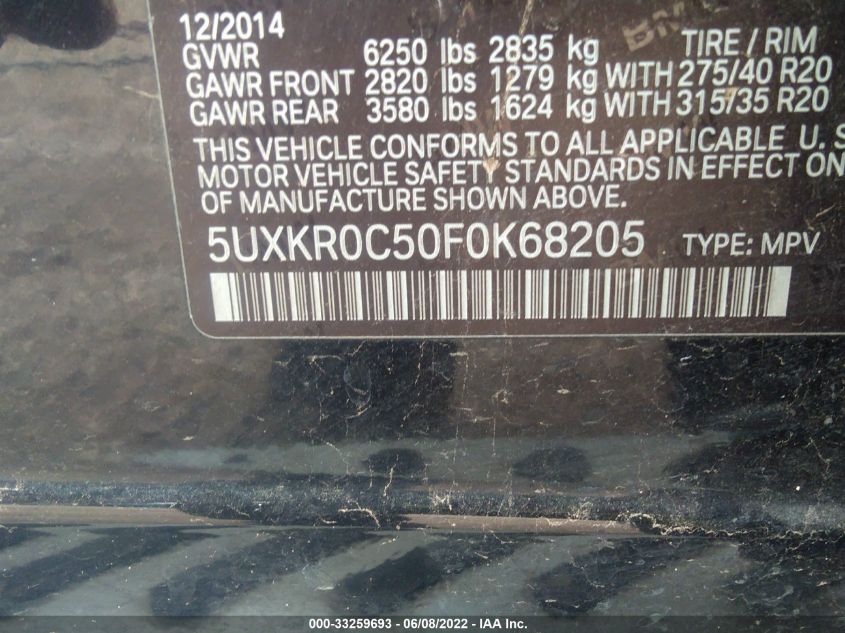 2015 BMW X5 XDRIVE35I 5UXKR0C50F0K68205