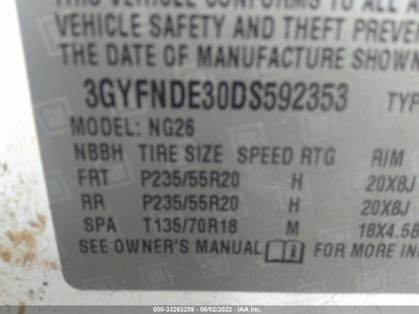 2013 CADILLAC SRX PERFORMANCE COLLECTION 3GYFNDE30DS592353