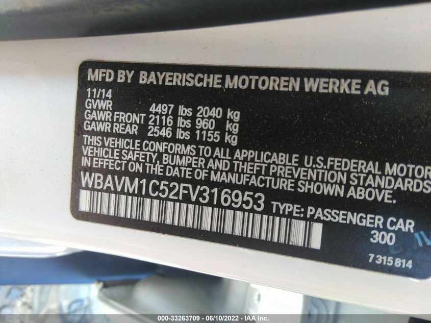 2015 BMW X1 SDRIVE28I WBAVM1C52FV316953
