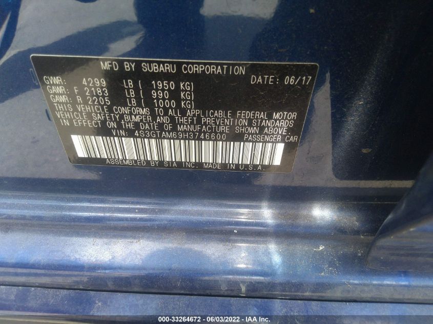 2017 SUBARU IMPREZA SPORT 4S3GTAM69H3746600