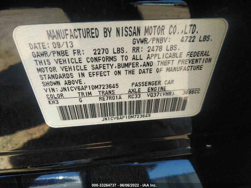 2013 INFINITI G37 SEDAN JOURNEY JN1CV6AP1DM723645
